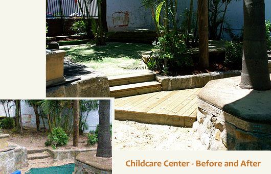 childcare center playground - before and after