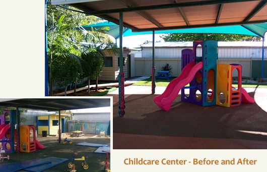 childcare center playground - before and after